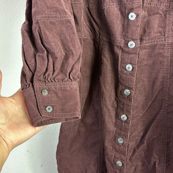 Madewell Corduroy Seamed Long-Sleeve Mini Dress in Chocolate Raisin color SZ 0 P - Picture 8 of 13
